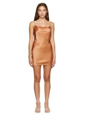 Nanushka Orange Satin Lotti Slip Dress